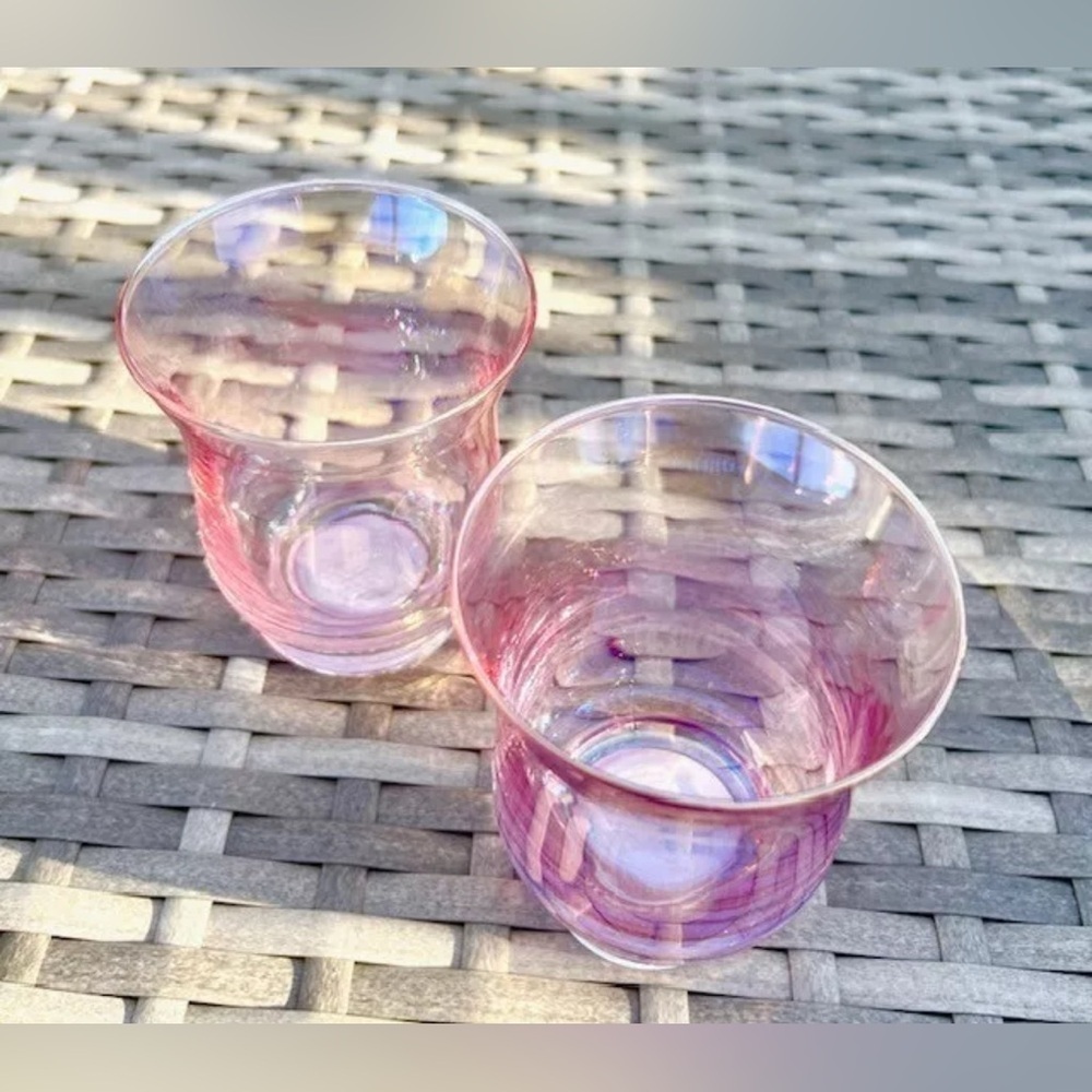 Pink Pearlescent Glass Votive Tea Light Candle Holder Set FREE CANDLES!​​​ - Picture 4 of 7